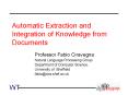 Automatic Extraction and Integration of Knowledge from Documents PowerPoint PPT Presentation