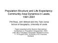 Population Structure and Life Expectancy: Community Area Dynamics in Leeds, 19912001 PowerPoint PPT Presentation
