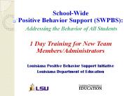 School-Wide Positive Behavior Support (SWPBS):