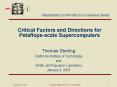 Critical Factors and Directions for Petaflopsscale Supercomputers PowerPoint PPT Presentation
