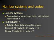 Number systems and codes