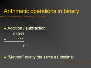 Arithmetic operations in binary