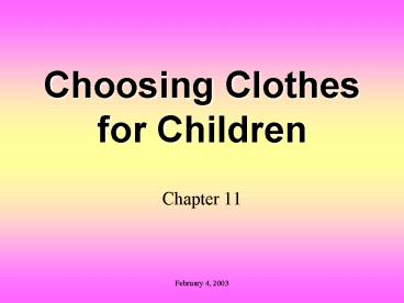 Choosing Clothes for Children