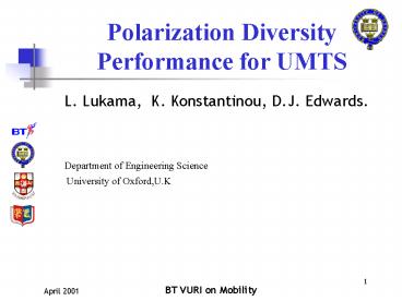 Polarization Diversity Performance for UMTS