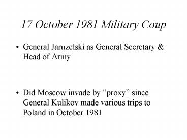 17 October 1981 Military Coup