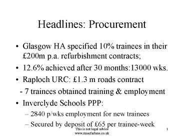 Headlines: Procurement