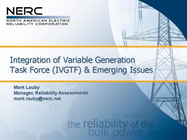 Integration of Variable Generation Task Force IVGTF