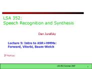LSA 352: Speech Recognition and Synthesis