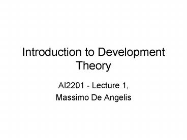Introduction to Development Theory