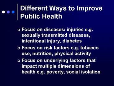 Different Ways to Improve Public Health