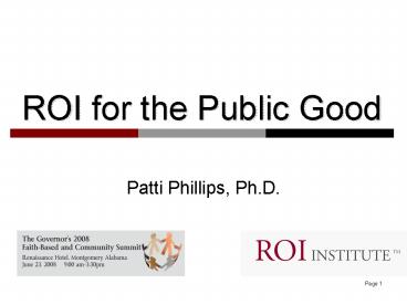ROI for the Public Good