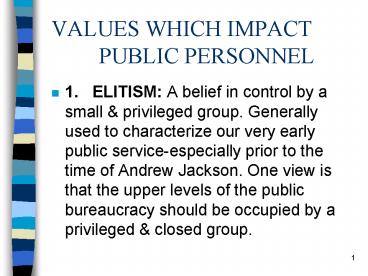 VALUES WHICH IMPACT PUBLIC PERSONNEL