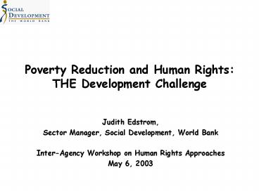 Poverty Reduction and Human Rights: THE Development Challenge
