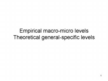 Empirical macromicro levels Theoretical generalspecific levels