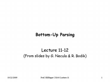 BottomUp Parsing presentation | free to view