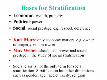 Bases for Stratification