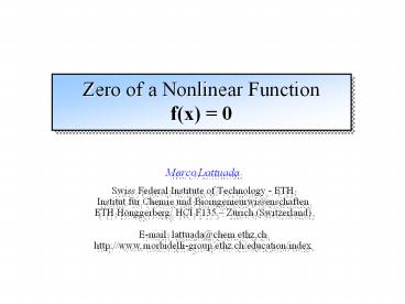 Zero of a Nonlinear Function f(x) = 0