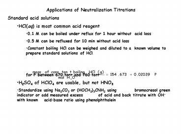 Applications of Neutralization Titrations presentation | free to view