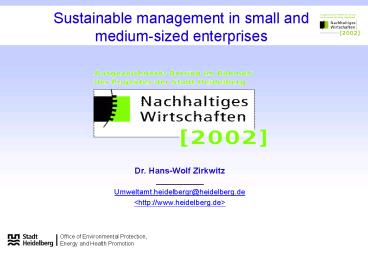 Sustainable management in small and mediumsized enterprises