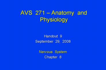 AVS 271 Anatomy and Physiology