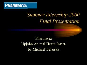 Summer Internship 2000 Final Presentation