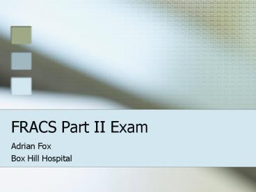 FRACS Part II Exam