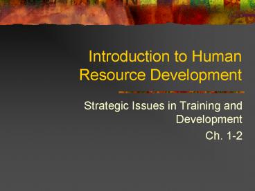 Introduction to Human Resource Development