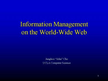 Information Management on the WorldWide Web