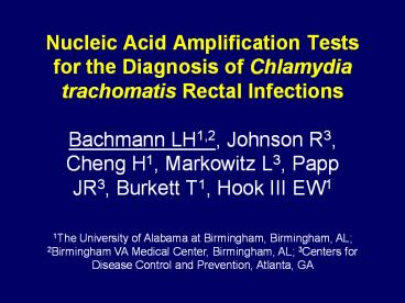 PPT – Nucleic Acid Amplification Tests for the Diagnosis of Chlamydia ...