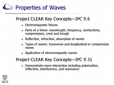 Properties of Waves