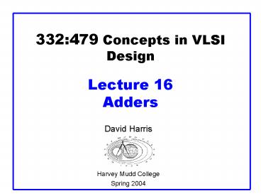 332:479 Concepts in VLSI Design Lecture 16 Adders