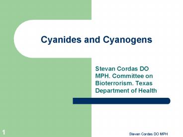 Cyanides and Cyanogens