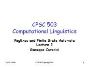 CPSC 503 Computational Linguistics