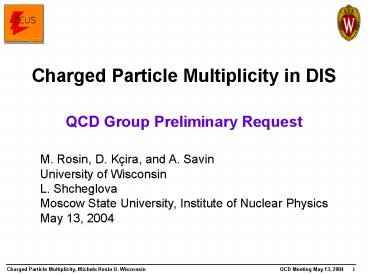 Charged Particle Multiplicity in DIS