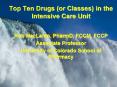 Top Ten Drugs or Classes in the Intensive Care Unit PowerPoint PPT Presentation