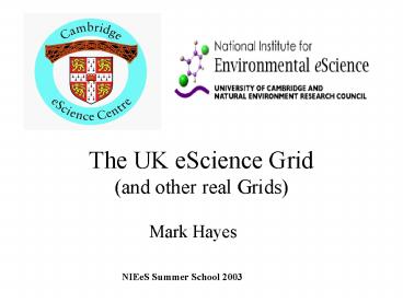 The UK eScience Grid and other real Grids