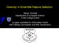 Diversity in Ensemble Feature Selection PowerPoint PPT Presentation
