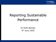 Reporting Sustainable Performance