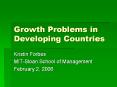 Growth Problems in Developing Countries PowerPoint PPT Presentation