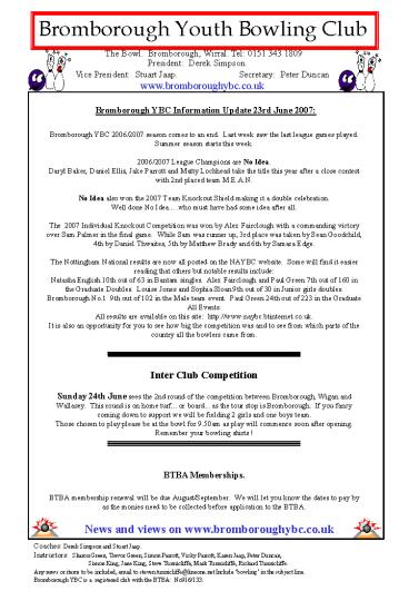 Bromborough Youth Bowling Club