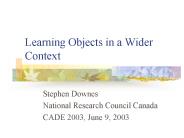 Learning Objects in a Wider Context