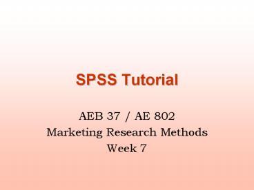 SPSS Tutorial