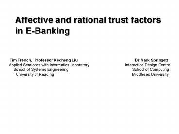 Affective and rational trust factors