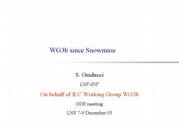 WG3b since Snowmass