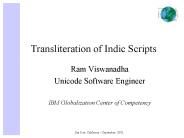 Transliteration of Indic Scripts