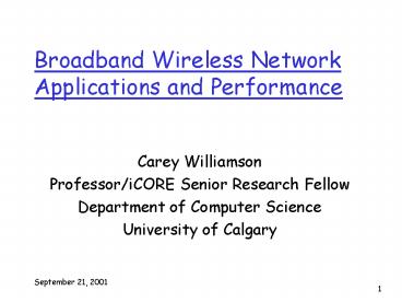 Broadband Wireless Network Applications and Performance