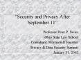 "Security and Privacy After September 11 PowerPoint PPT Presentation