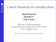 Control limitations for unstable plants