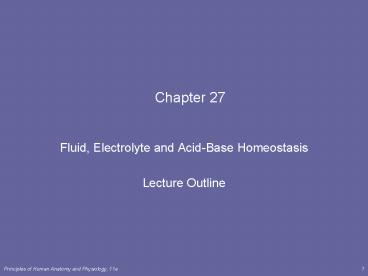 Fluid, Electrolyte and AcidBase Homeostasis