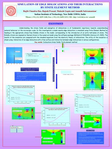 SIMULATION OF EDGE DISLOCATIONS AND THEIR INTERACTIONS BY FINITE ELEMENT METHOD